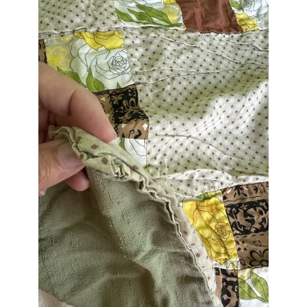 Vintage Quilt Handmade Patchwork Brown Accents 67